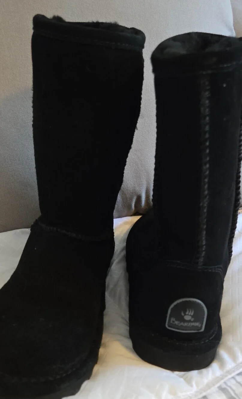 Black Women's Mid Calf Suede Winter Boots